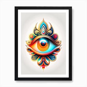 Om Aum, Symbol, Third Eye Tattoo 1 Art Print
