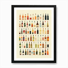 Bottles Vintage Bar Cart Cocktail Print Art Print