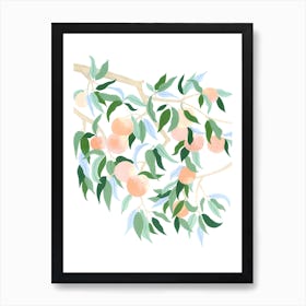 Mediterranean Plant Peach Tree Botanical Painting Art Print