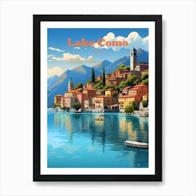 Lake Como Italy Coast Modern Travel Illustration Art Print