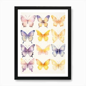 Watercolor Butterflies 6 Art Print