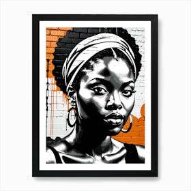 Vintage Graffiti Mural Of Beautiful Black Woman 56 Art Print