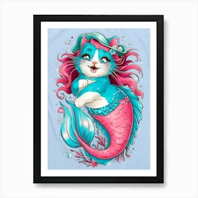 Mermaid Cat 2 Art Print