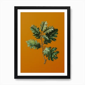 Vintage Hungarian Oak Botanical on Sunset Orange n.0298 Art Print