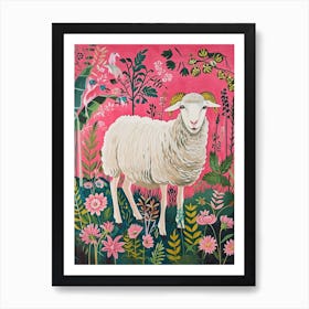 Floral Animal Painting Sheep 1 Art Print