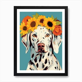 Dalmatian Portrait With A Flower Crown, Matisse Painting Style 1 Art Print