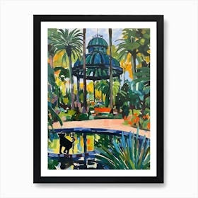 Painting Of A Cat In Royal Botanic Gardens, Melbourne Australia In The Style Of Matisse 04 Art Print