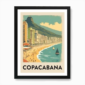 Copacabana Retro Travel Poster 1 Art Print