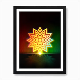 Neon Geometric Glyph Abstract in Watermelon Green and Red on Black n.0262 Art Print