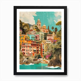 Portofino   Retro Collage Style 1 Art Print