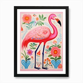 Pink Scandi Greater Flamingo 2 Art Print