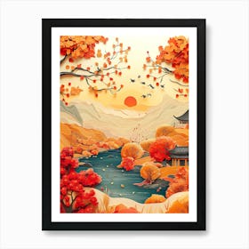 Beautiful Landscape Paper Craft Style 8 Art Print