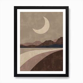 Moon Over The Lake Art Print