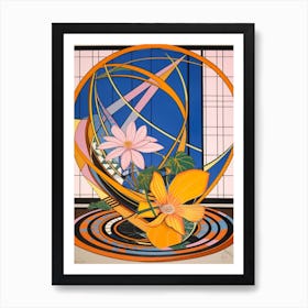 Lotus With A Cat 1 Abstract Expressionist Art Print