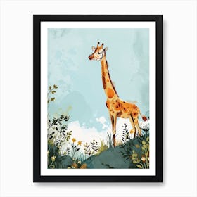 Modern Illustration Of A Giraffe In The Nature 3 Art Print