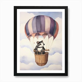 Baby Badger 2 In A Hot Air Balloon Art Print