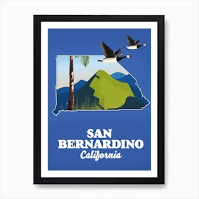 San Bernardino California Travel map Art Print