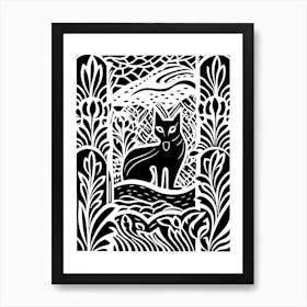 Red Fox Linocut Illustration Card 2 Art Print