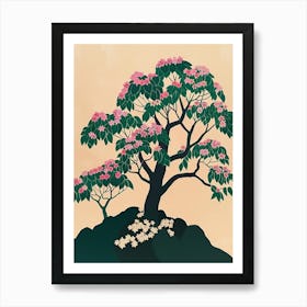 Paulownia Tree Colourful Illustration 1 Art Print