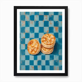 Crumpets Blue Checkerboard Art Print
