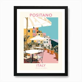 Positano, Italy, Flat Pastels Tones Illustration 2 Poster Art Print