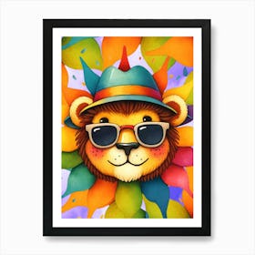 Lion flower, Lion Art, King of the Jungle, Colorful Art, kids Art Art Print
