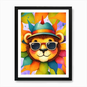 Lion flower, Lion Art, King of the Jungle, Colorful Art, kids Art Poster