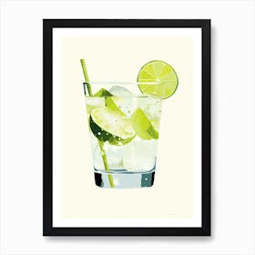 Watercolour Caipirinha Floral Infusion Cocktail 4 Art Print