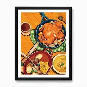 Chicken In A Pot Art Print