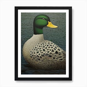 Ohara Koson Inspired Bird Painting Duck 2 Art Print