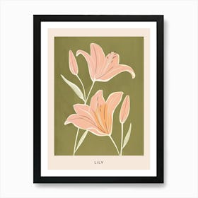 Pink & Green Lily 1 Flower Poster Art Print