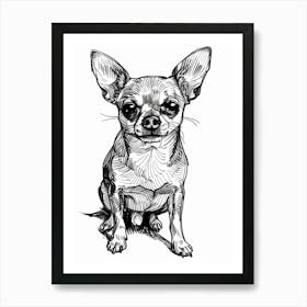 Chihuahua Dog Line Sketch 2 Art Print