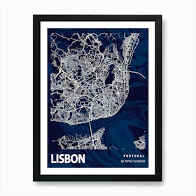 Lisbon Crocus Marble Map Art Print