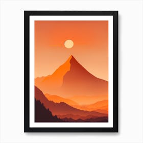 Misty Mountains Vertical Composition In Orange Tone 363 Art Print