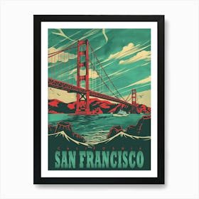 Golden Gate Bridge's Grandeur with this Vintage Poster Art Print