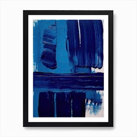 Blue Brush Strokes Abstract 1 Art Print