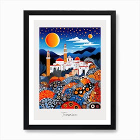 Poster Of Taormina, Italy, Illustration In The Style Of Pop Art 1 Art Print