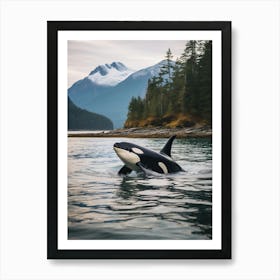 Realistic Orca Whale Icy Mountain Photography Style 3 Art Print