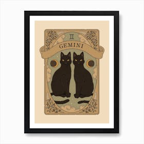 Cats Astrology Gemini Art Print