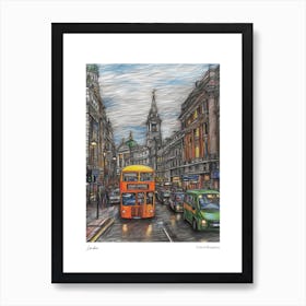 London United Kingdom Drawing Pencil Style 4 Travel Poster Art Print