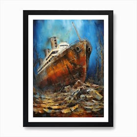 Titanic Ship Wreck Colourful Illustration 2 Art Print