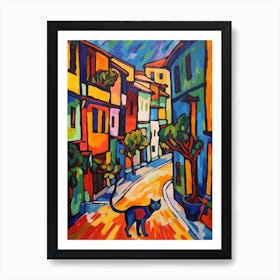 Painting Of Buenos Aires With A Cat In The Style Of Fauvism 1 Art Print