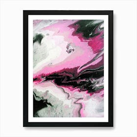 Pink And Black Abstract Painting Art Print