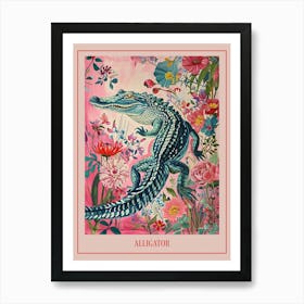 Floral Animal Painting Alligator 3 Poster Art Print