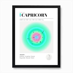 Capricorn, Astrology, Zodiac Aura, Gradient Poster Art Print