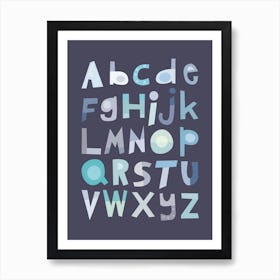 Blue Dark Alphabet Poster