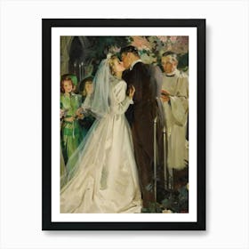 Bride Kisses The Groom Art Print