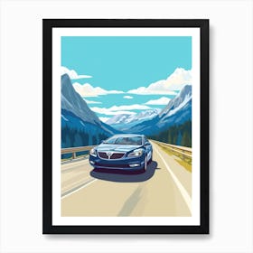 A Buick Regal Car In Icefields Parkway Flat Illustration 3 Art Print