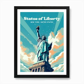 Statue of Liberty New York National Monument Travel Illustration Art Print