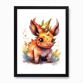 Styracosaurus Cute Dinosaur Watercolour 2 Art Print